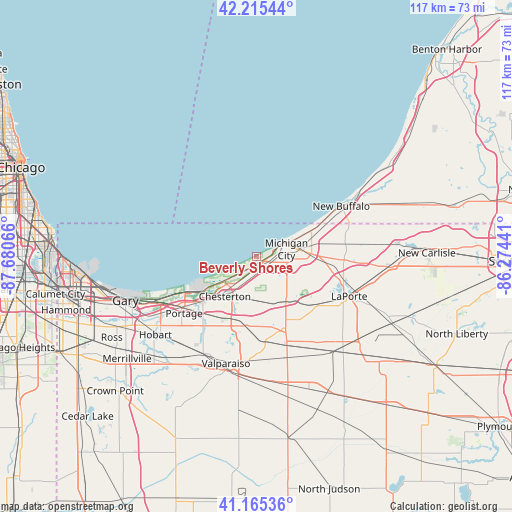 Beverly Shores on map