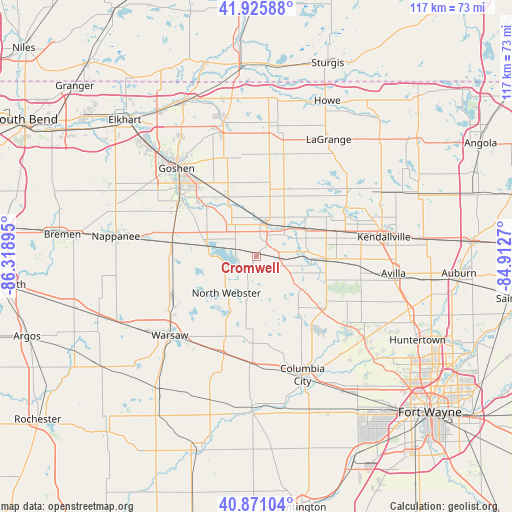 Cromwell on map