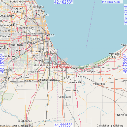 East Chicago on map
