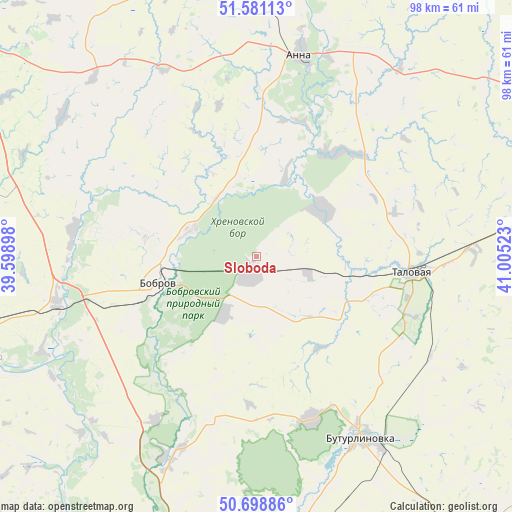 Sloboda on map