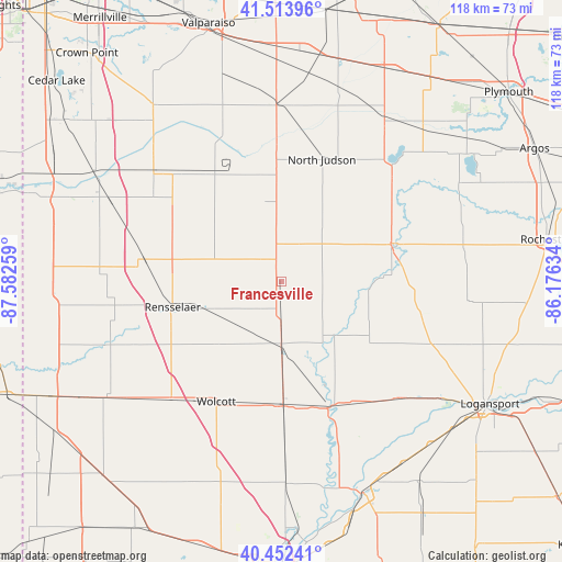 Francesville on map