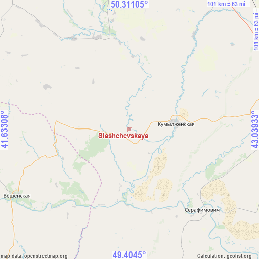 Slashchevskaya on map