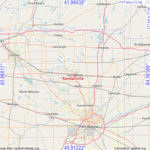 Kendallville on map