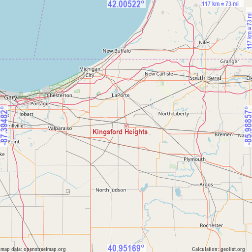 Kingsford Heights on map