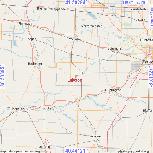 Laketon on map