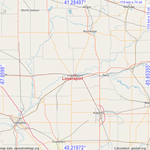 Logansport on map