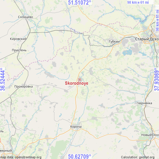 Skorodnoye on map