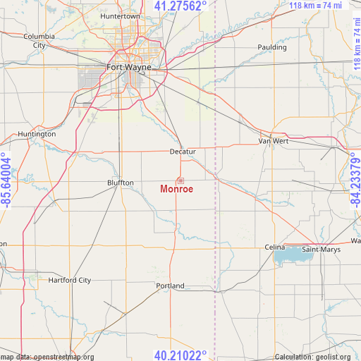 Monroe on map