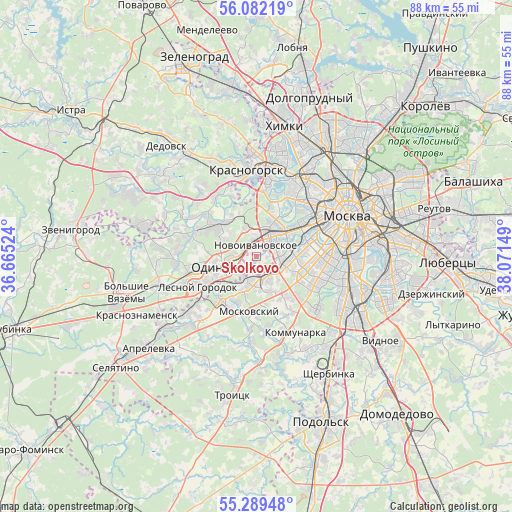 Skolkovo on map