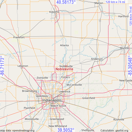 Noblesville on map