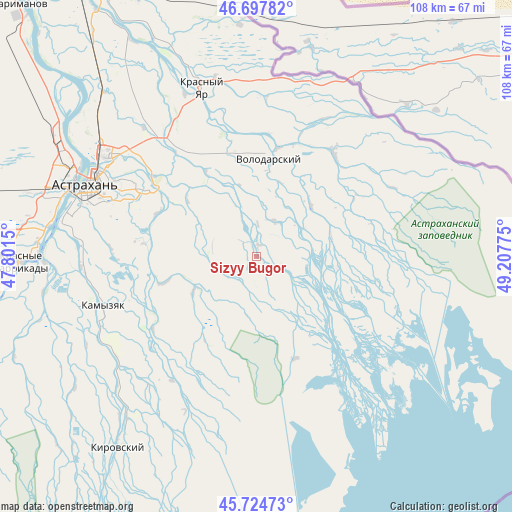 Sizyy Bugor on map