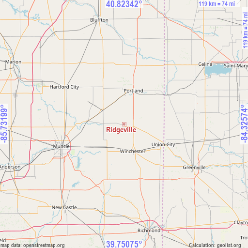 Ridgeville on map