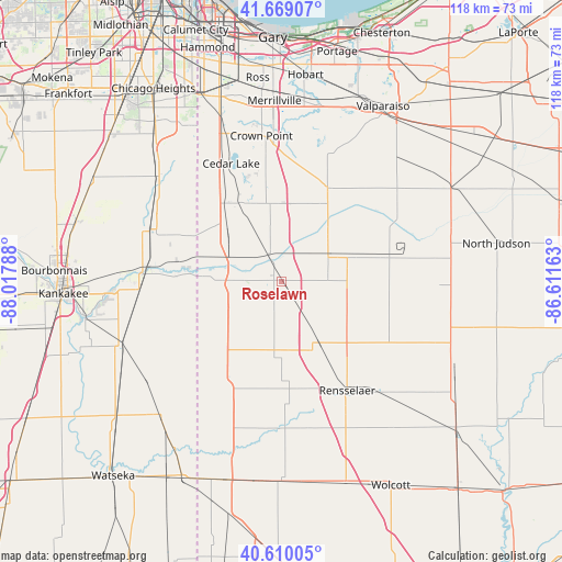 Roselawn on map