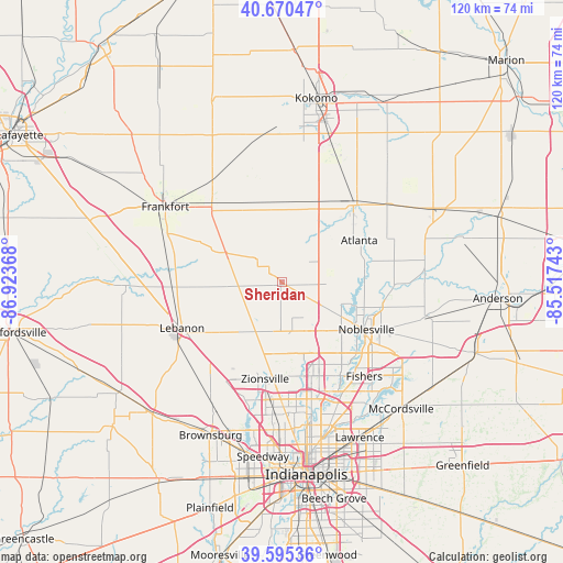 Sheridan on map