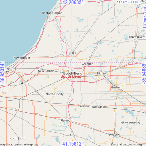South Bend on map