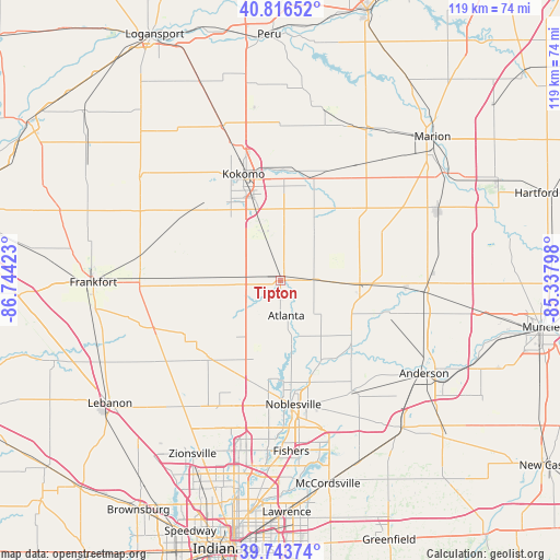 Tipton on map