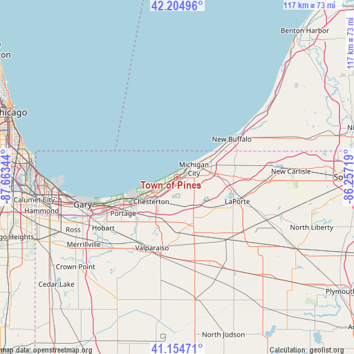 Town of Pines on map