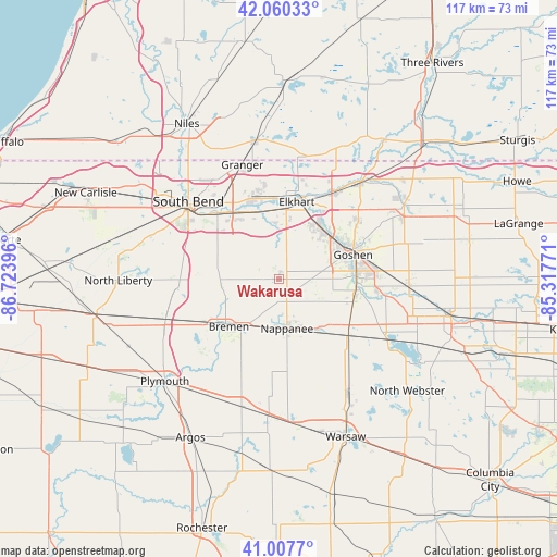 Wakarusa on map