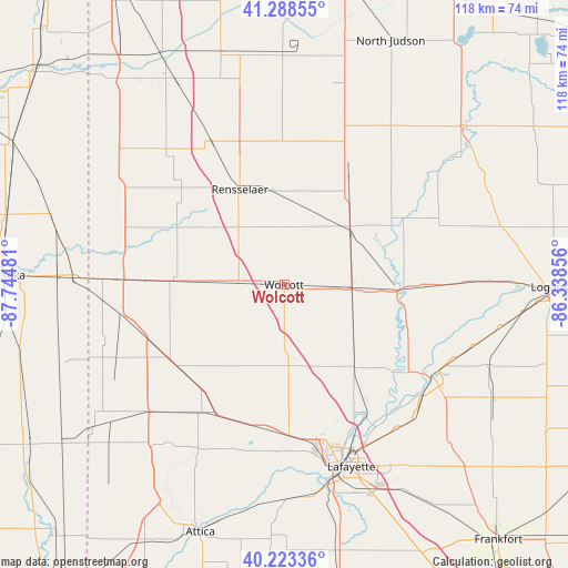 Wolcott on map