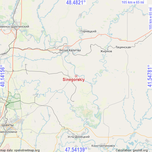 Sinegorskiy on map