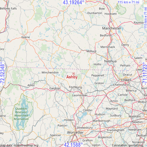 Ashby on map