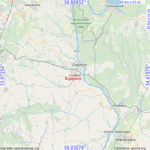 Sigayevo on map
