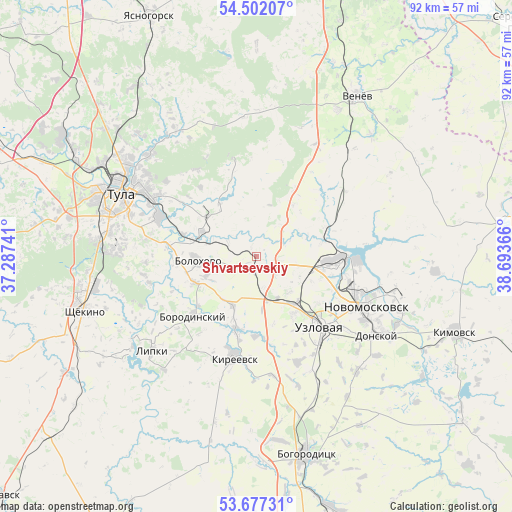 Shvartsevskiy on map