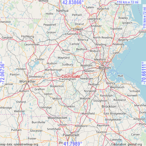 Cochituate on map