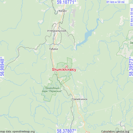 Shumikhinskiy on map