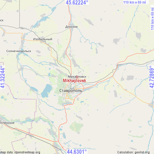 Mikhaylovsk on map