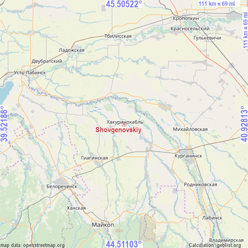 Shovgenovskiy on map