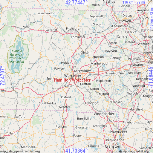 Hamilton Worcester on map