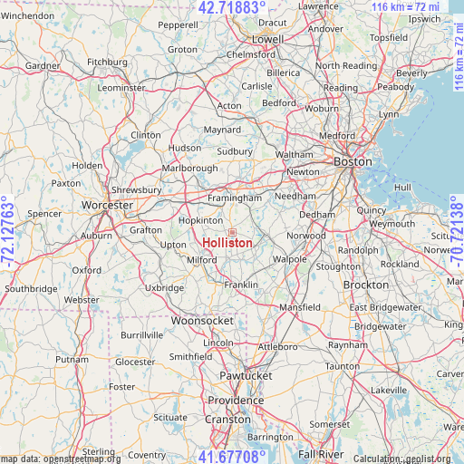 Holliston on map