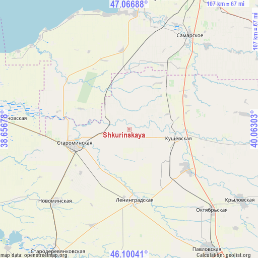 Shkurinskaya on map