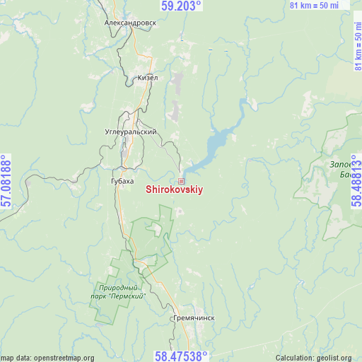 Shirokovskiy on map