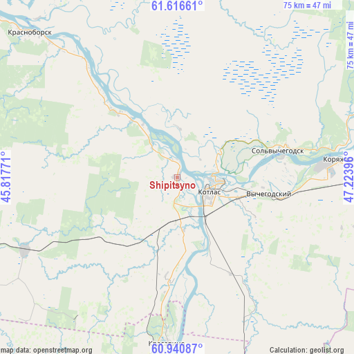 Shipitsyno on map