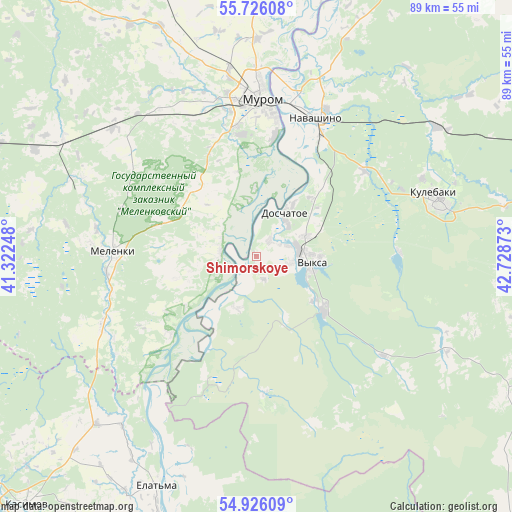 Shimorskoye on map