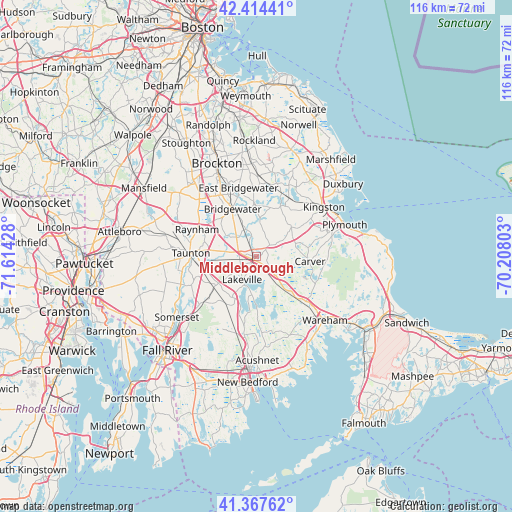 Middleborough on map