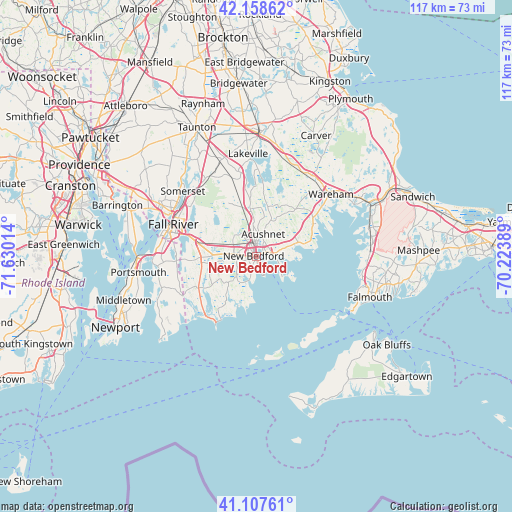 New Bedford on map