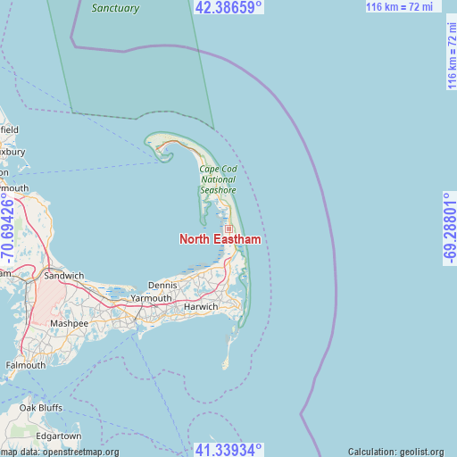 North Eastham on map