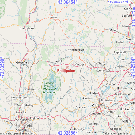 Phillipston on map