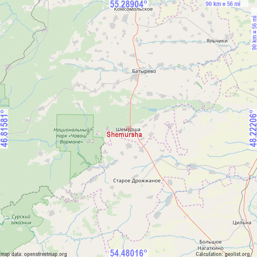 Shemursha on map
