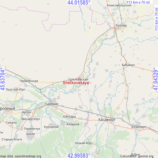 Shëlkovskaya on map