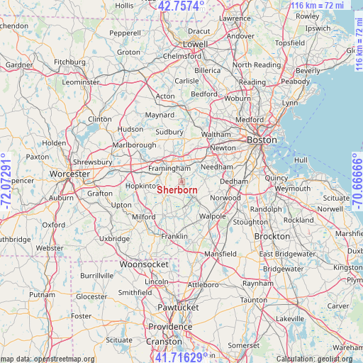 Sherborn on map