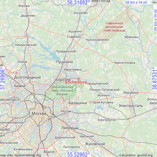 Shchelkovo on map