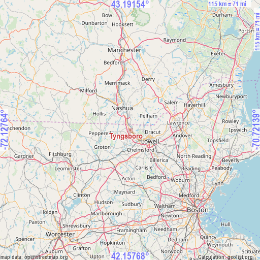 Tyngsboro on map
