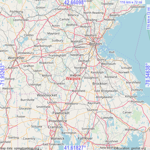 Walpole on map