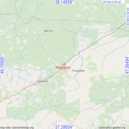 Shaygino on map