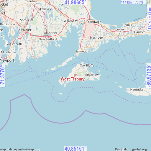 West Tisbury on map