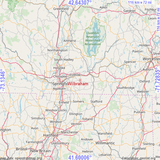Wilbraham on map